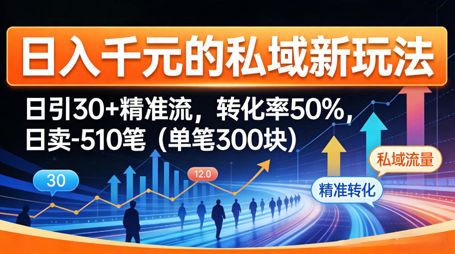 日入千米的私域新玩法：日引30＋精准流，转化率50%，日卖5-10笔(单笔300米)-海淘下载站