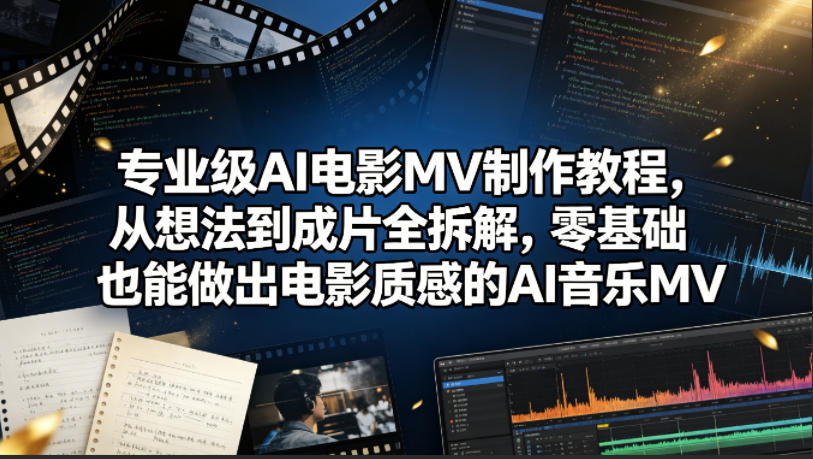 专业级AI电影MV制作教程，从想法到成片全拆解，零基础也能做出电影质感的AI音乐MV-海淘下载站