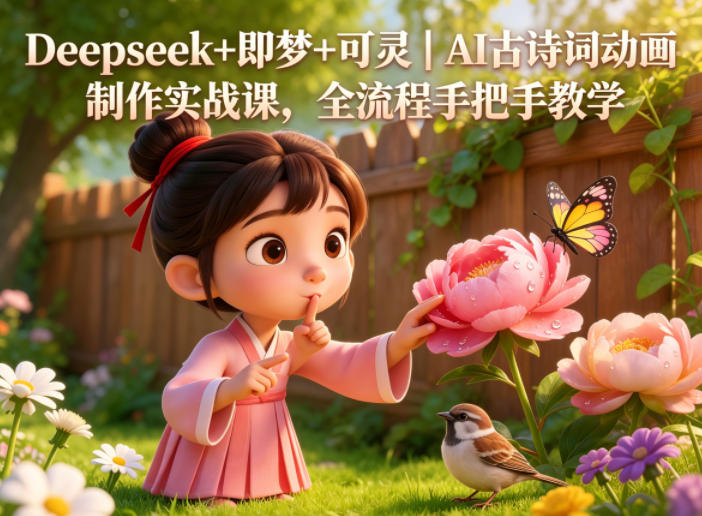 Deepseek+即梦+可灵|AI古诗词动画制作实战课,全流程手把手教学-海淘下载站