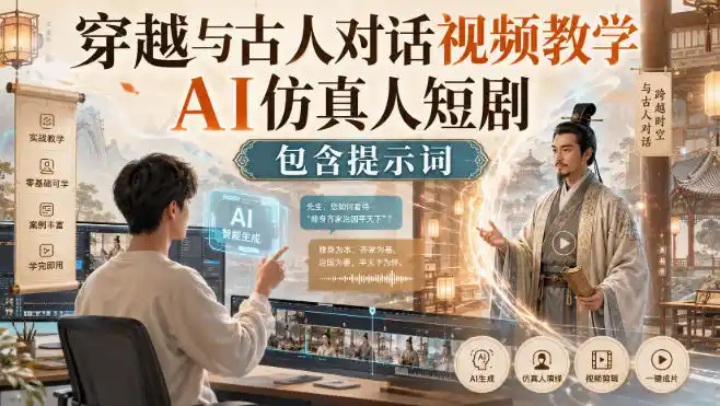 穿越与古人对话视频教学,AI仿真人短剧,包含提示词-海淘下载站