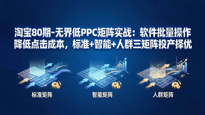 淘宝80期-无界低PPC矩阵实战：软件批量操作降低点击成本，标准+智能+人群三矩阵投产择优-海淘下载站