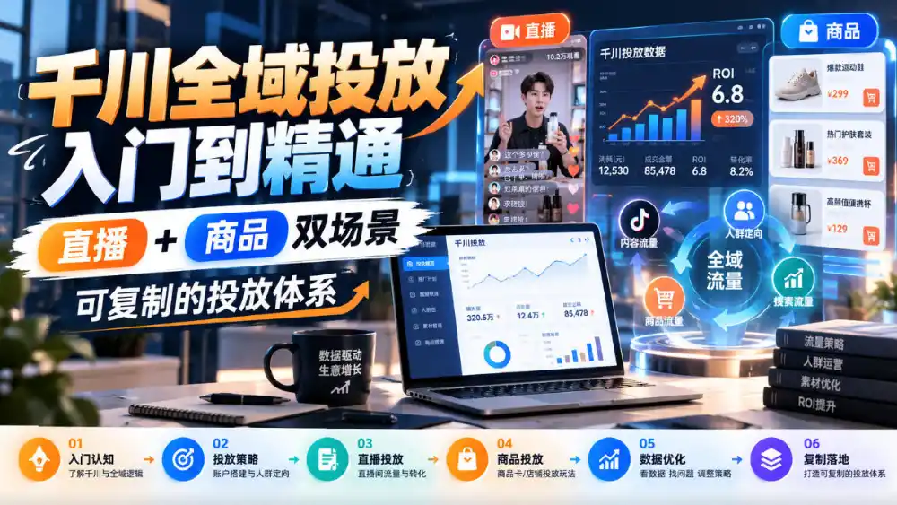 千川全域投放入门到精通,直播+商品双场景,可复制的投放体系(更新1026)-海淘下载站