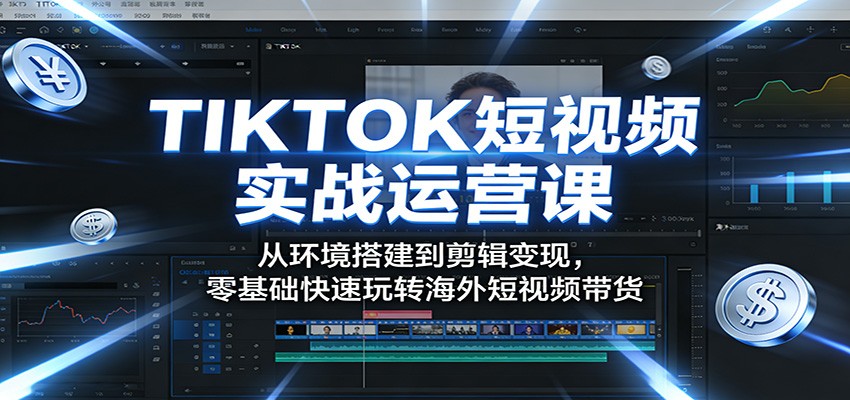 TIKTOK短视频实战运营课：从环境搭建到剪辑变现，零基础快速玩转海外短视频带货-海淘下载站