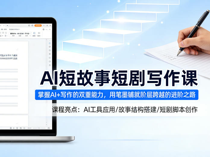 AI短故事短剧写作课,掌握AI+写作的双重能力,用笔墨铺就阶层跨越的进阶之路-海淘下载站