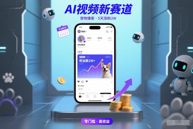 AI视频新赛道，宠物播客仅注册5天涨粉2W，收益非常可观-海淘下载站