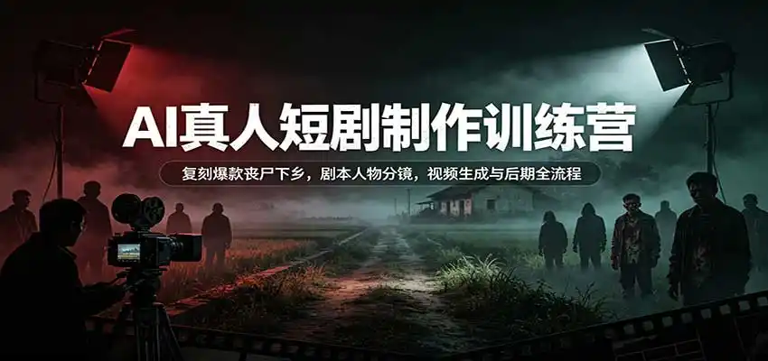 AI真人短剧制作训练营:复刻爆款丧尸下乡,剧本人物分镜,视频生成与后期全流程-海淘下载站