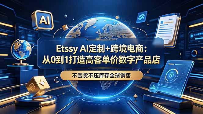 Etsy AI定制+跨境电商:从0到1打造高客单价数字产品店,不囤货不压库存全球销售-海淘下载站