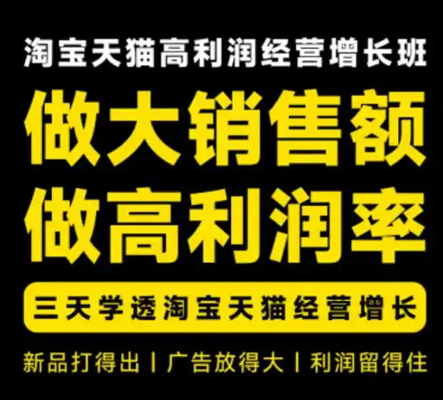天猫淘宝高利润经营增长班杭州线下课31期8月22-24日,做大销售额做高利润率,三天学透淘宝天猫经营增长-海淘下载站