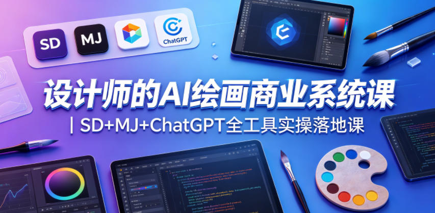 设计师的AI绘画商业系统课|SD+MJ+ChatGPT全工具实操落地课-海淘下载站