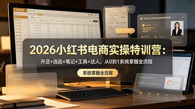 2026小红书电商实操特训营:开店+选品+笔记+工具+达人,从0到1系统掌握全流程-海淘下载站