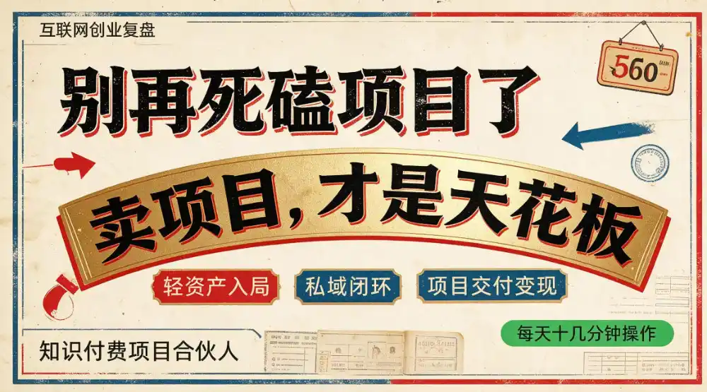 做项目不如卖项目，做知识付费自己当老板，普通人死磕项目賺钱，聪明人贩卖项目认知賺钱【揭秘】-海淘下载站