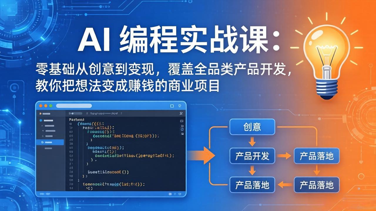 AI编程实战课-第三期-5月9更新：零基础从创意到变现，覆盖全品类产品开发，把想法变成赚钱项目-海淘下载站