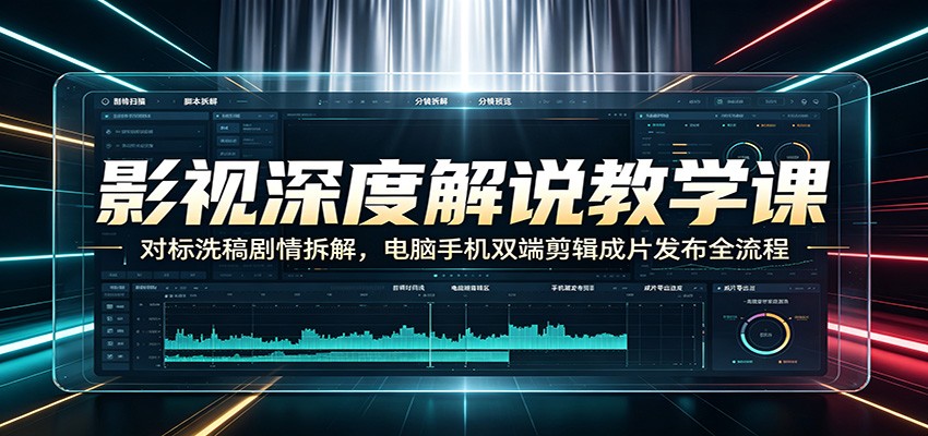 影视深度解说教学课:对标洗稿剧情拆解,电脑手机双端剪辑成片发布全流程-海淘下载站