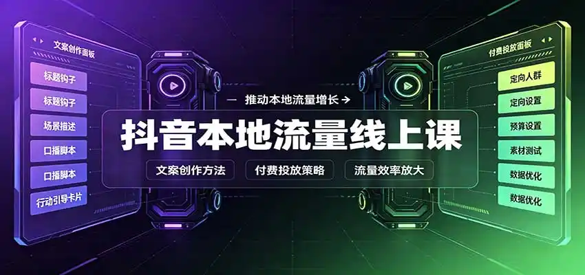 抖音本地流量线上课:账号搭建拍摄剪辑,文案创作与付费投放教学-海淘下载站