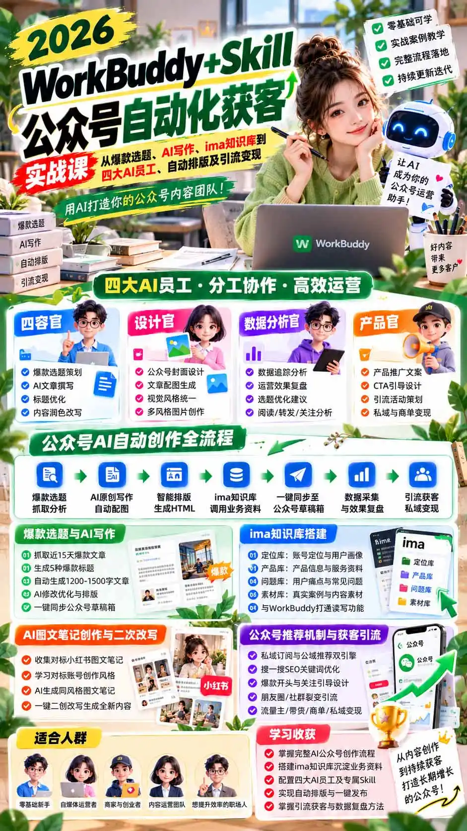 WorkBuddy + Skill公众号自动化获客实战课:从爆款选题、AI写作、ima知识库到四大AI员工、自动排版及引流变现-海淘下载站