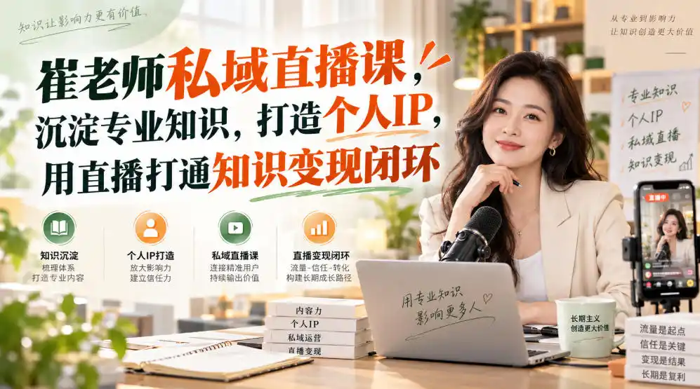 崔老师私域直播课,沉淀专业知识,打造个人IP,用直播打通知识变现闭环-海淘下载站