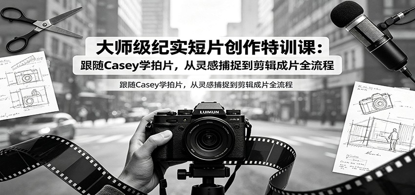 大师级纪实短片创作特训课：跟随Casey学拍片，从灵感捕捉到剪辑成片全流程-海淘下载站