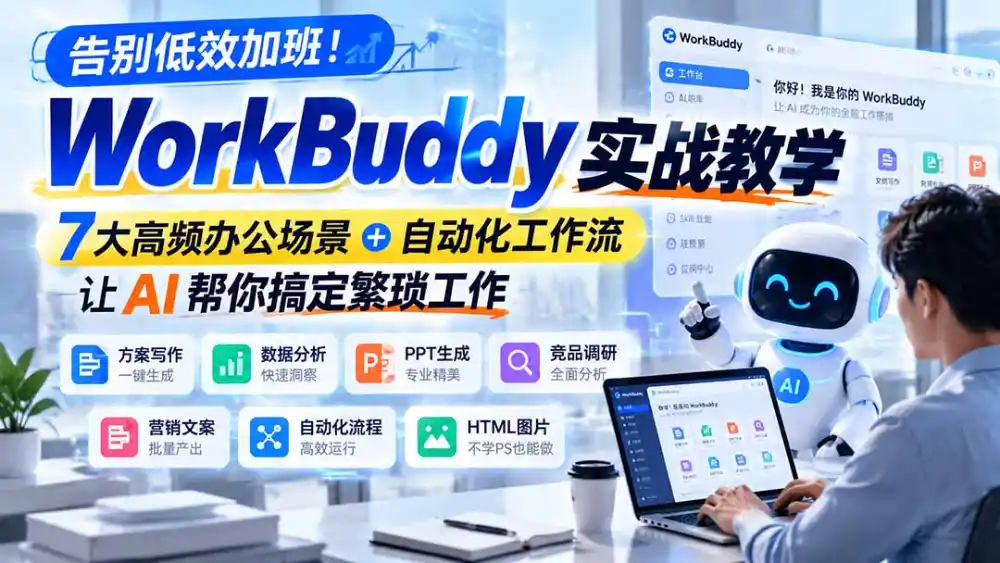 告别低效加班!WorkBuddy实战教学,7大高频办公场景+自动化工作流,让AI帮你搞定繁琐工作-海淘下载站