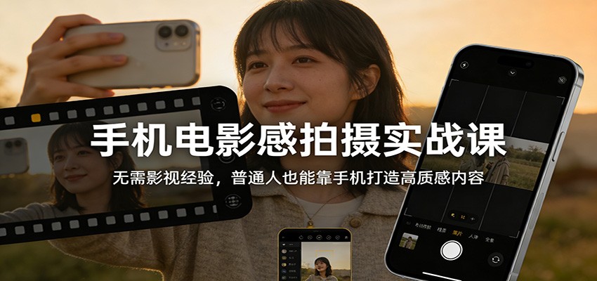 图片[1]-手机电影感拍摄实战课：无需影视经验，普通人也能靠手机打造高质感内容-海淘下载站