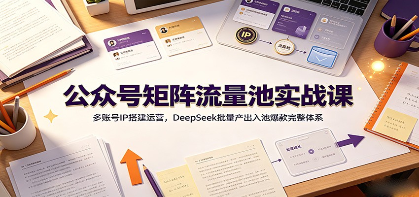 公众号矩阵流量池实战课：多账号IP搭建运营，DeepSeek批量产出入池爆款完整体系-海淘下载站