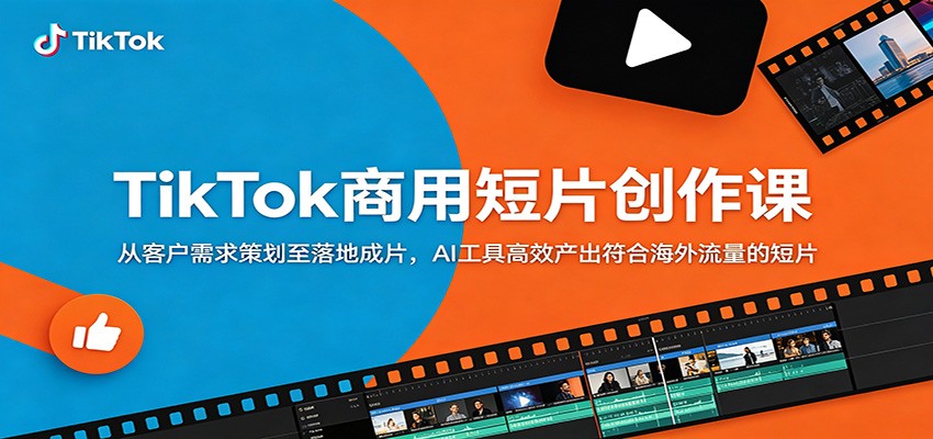 TikTok商用短片创作课：从客户需求策划至落地成片，AI工具高效产出符合海外流量的短片-海淘下载站