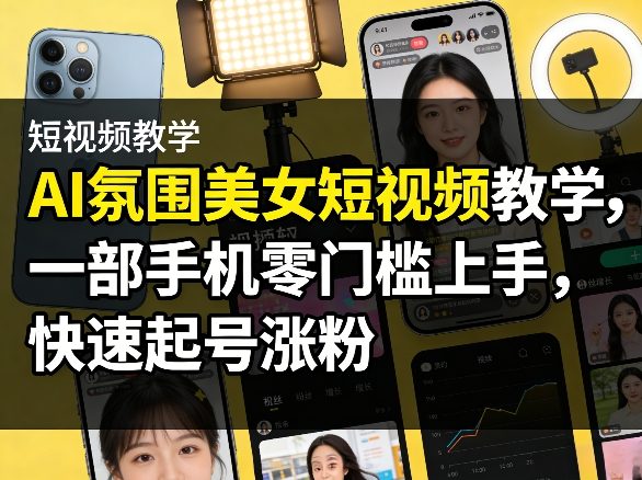 AI氛围美女短视频教学，一部手机零门槛上手，快速起号涨粉-海淘下载站