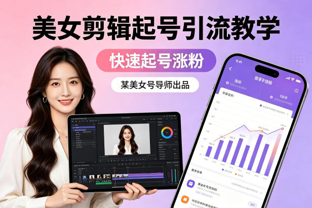 某美女号导师出品：美女剪辑起号引流教学，快速起号涨粉-海淘下载站