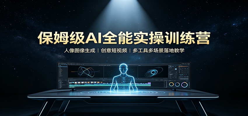 保姆级AI全能实操训练营：人像图像生成，创意短视频，多工具多场景落地教学-海淘下载站