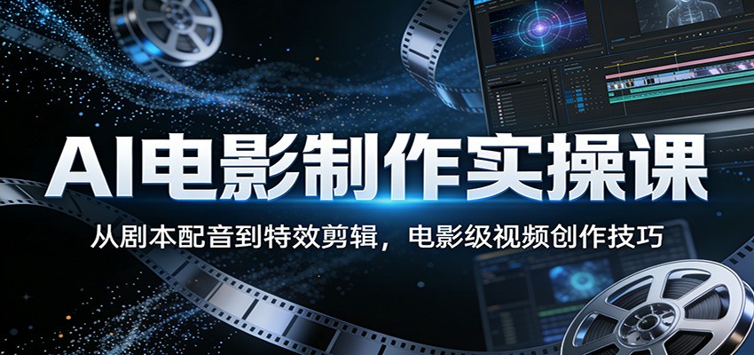 AI电影制作实操课：从剧本配音到特效剪辑，电影级视频创作技巧-海淘下载站