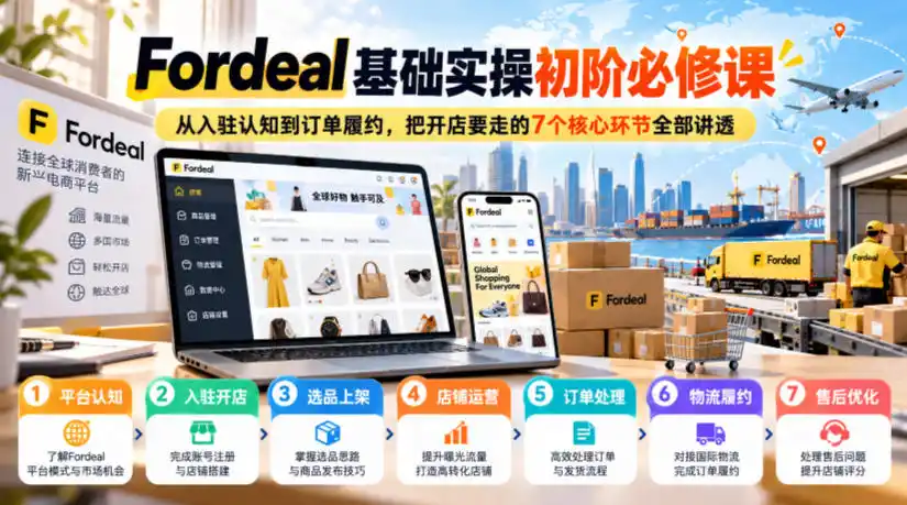 Fordeal基础实操初阶必修课,从入驻认知到订单履约,把开店要走的7个核心环节全部讲透-海淘下载站