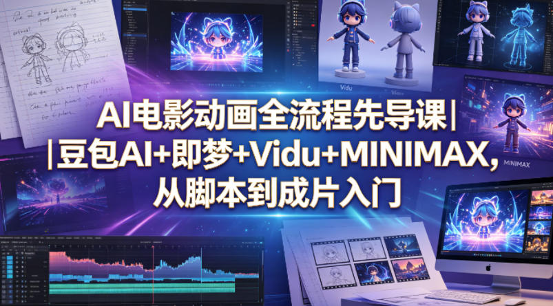 AI电影动画全流程先导课｜豆包AI+即梦+Vidu+MINIMAX，从脚本到成片入门-海淘下载站