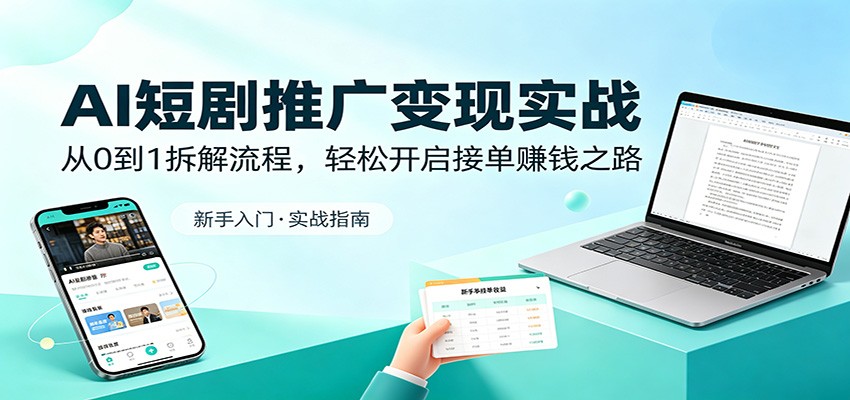 AI短剧推广变现实战：从0到1拆解流程，轻松开启接单赚钱之路-海淘下载站