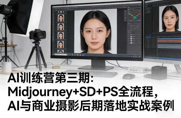 AI训练营第三期：Midjourney+SD+PS全流程，AI与商业摄影后期落地实战案例-海淘下载站