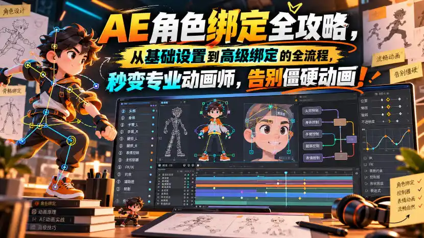 【无水印】AE角色绑定全攻略,从基础设置到高级绑定的全流程,秒变专业动画师,告别僵硬动画!【原创双语字幕】-海淘下载站