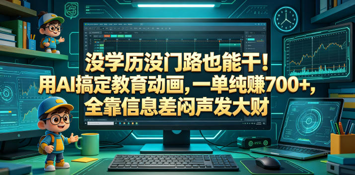 没学历没门路也能干!用AI搞定教育动画,一单纯賺700+,全靠信息差闷声发大财【揭秘】-海淘下载站