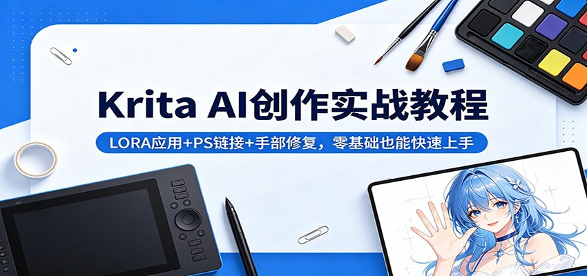 Krita AI创作实战教程：LORA应用+PS链接+手部修复，零基础也能快速上手-海淘下载站