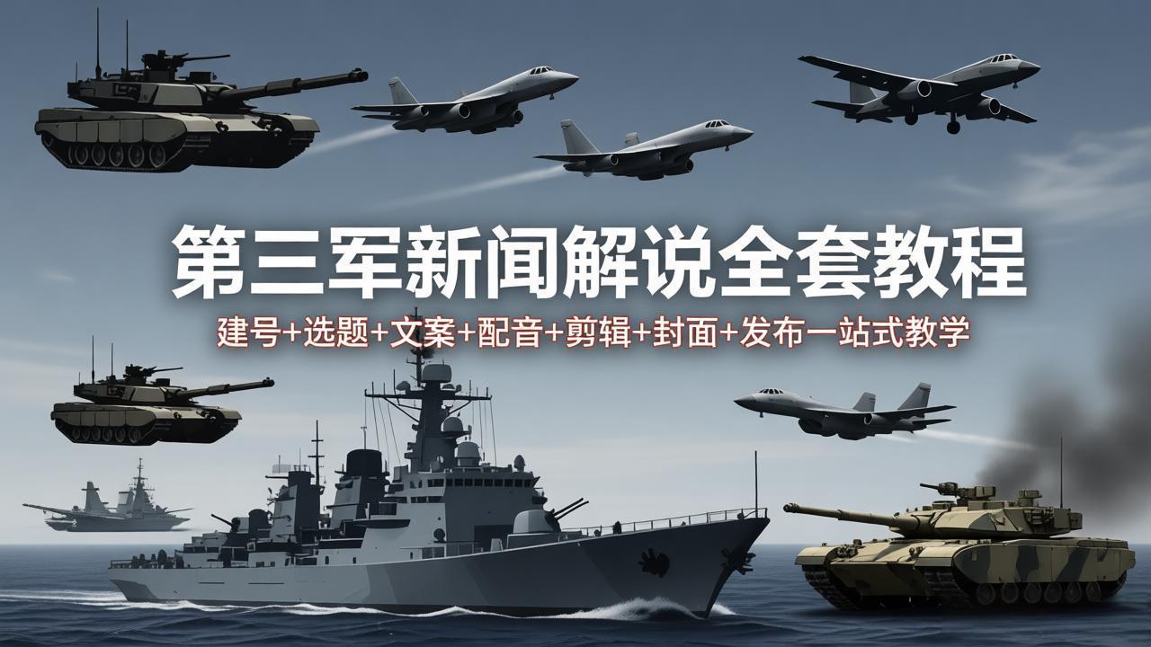 第三军迷新闻解说全套教程：建号+选题+文案+配音+剪辑+封面+发布一站式教学-海淘下载站