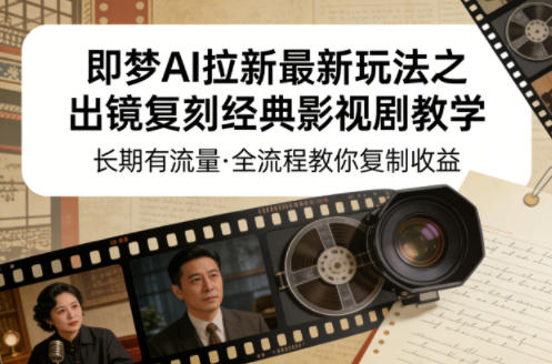 即梦AI拉新最新玩法之出镜复刻经典影视剧教学，长期有流量，全流程教你复制收益-海淘下载站