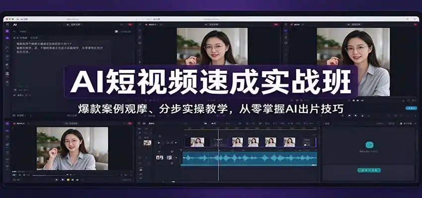 AI短视频速成实战班:爆款案例观摩、分步实操教学,从零掌握AI出片技巧-海淘下载站