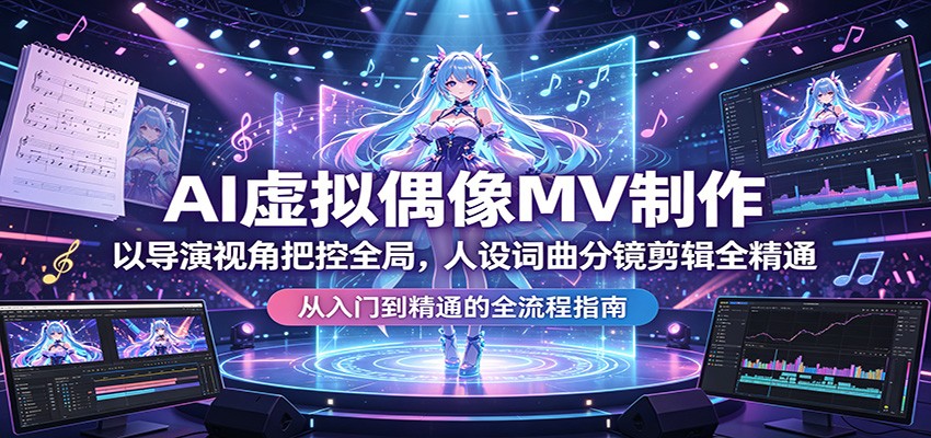 AI虚拟偶像MV制作：以导演视角把控全局，人设词曲分镜剪辑全精通-海淘下载站