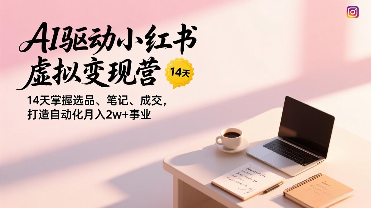 AI驱动小红书虚拟变现营，14天掌握选品、笔记、成交，打造自动化月入2w+事业-海淘下载站