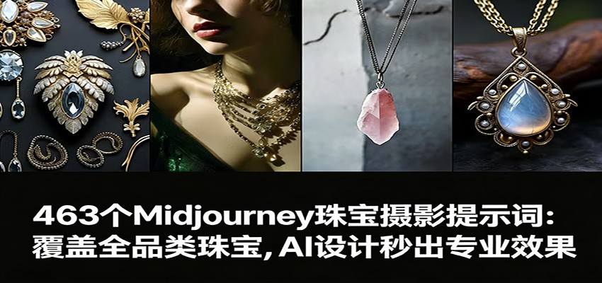 图片[1]-463个Midjourney珠宝摄影提示词：覆盖全品类珠宝，AI设计秒出专业效果-海淘下载站