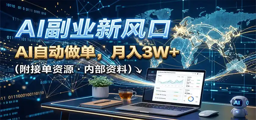 AI副业新风口，AI自动做单，月入3W+，附接单资源-海淘下载站