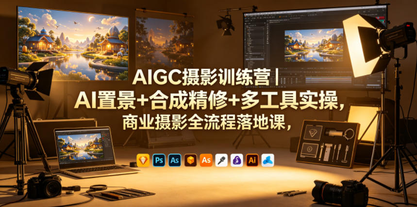 AIGC摄影训练营｜AI置景+合成精修+多工具实操，商业摄影全流程落地课-海淘下载站
