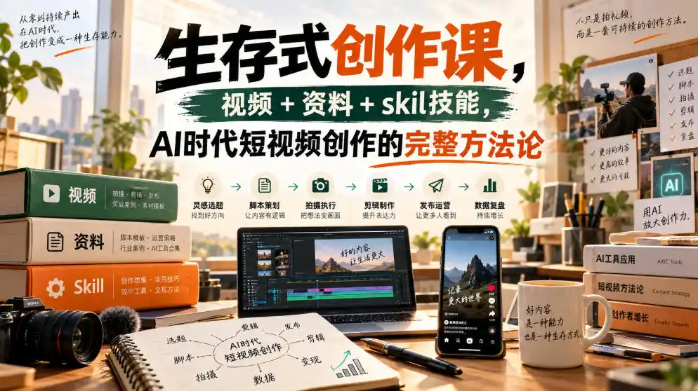 生存式创作课,视频+资料+skil技能,ai时代短视频创作的完整方法论-海淘下载站