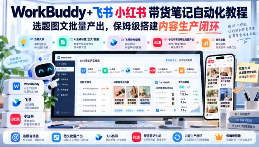 WorkBuddy+飞书小红书带货笔记自动化教程,选题图文批量产出,保姆级搭建内容生产闭环【文档】-海淘下载站