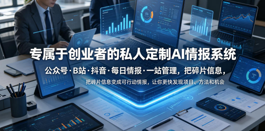 专属于创业者的私人定制AI情报系统，公众号·B站·抖音·每日情报·一站管理，把碎片信息变成可行动情报，让你更快发现项目、方法和机会-海淘下载站