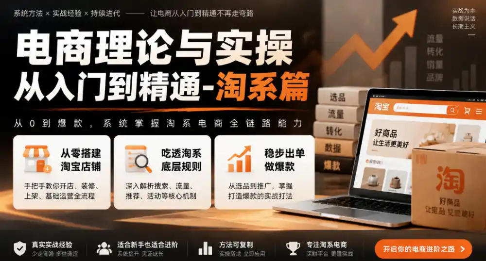电商理论与实操从入门到精通-淘系篇,从零搭建淘宝店铺,吃透淘系底层规则,稳步出单做爆款-海淘下载站