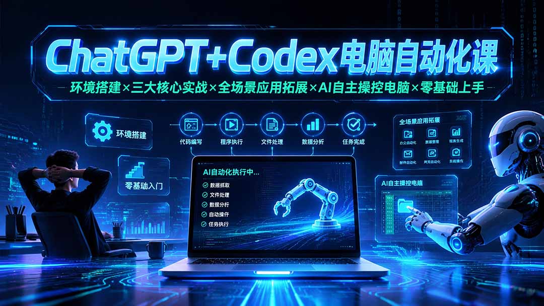 ChatGPT+Codex电脑自动化课：环境搭建×三大核心实战×全场景应用拓展×AI自主操控电脑×零基础上手-海淘下载站