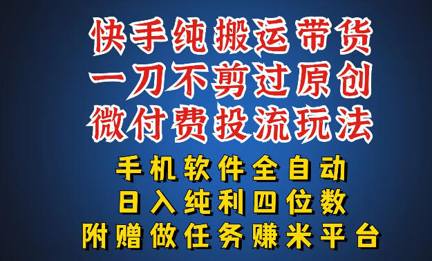 最新黑科技快手搬运带货方法,手机就能操作,轻松带你日入四位数【揭秘】-海淘下载站